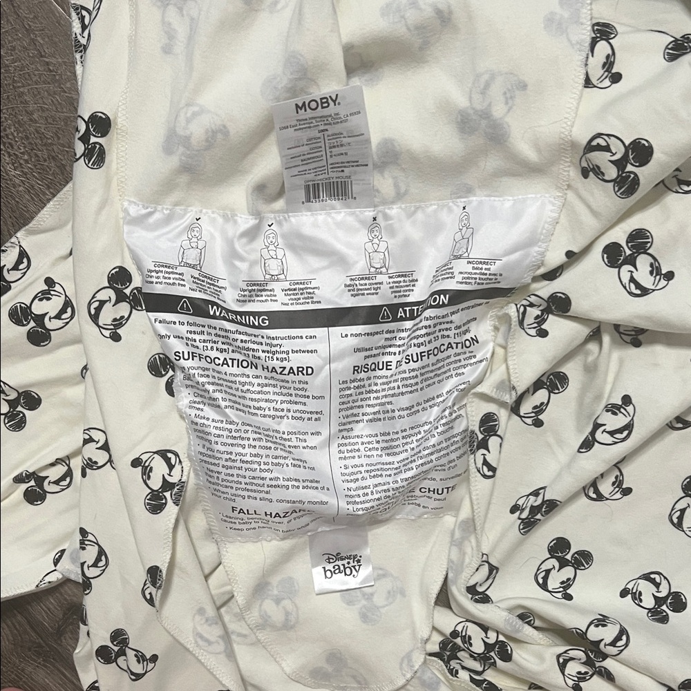 Disney Baby Moby Wrap - Cream with Black Mickey Mouse Print
